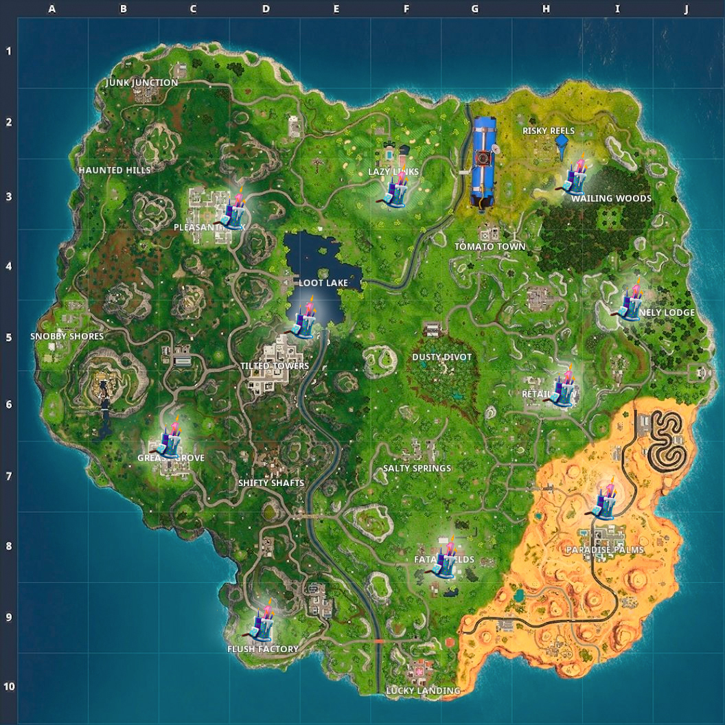 Birthday Cake Locations And Map Dance Challenge In Fortnite